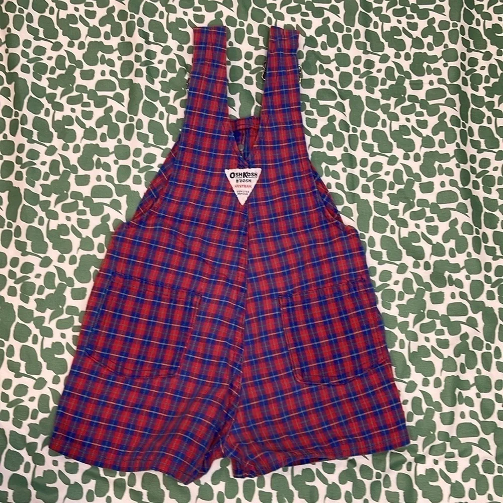 OshKosh B’Gosh Vintage Plaid Shortalls Overalls